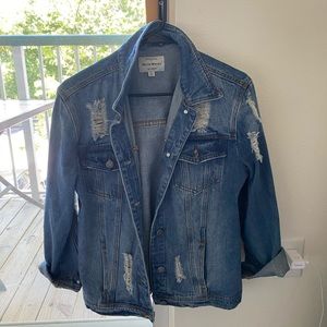 Distressed denim jacket like new